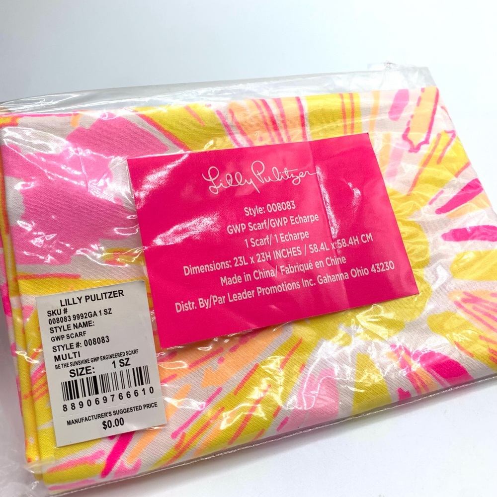 Lilly Pulitzer Pink and Yellow “Be the Sunshine” Scarf